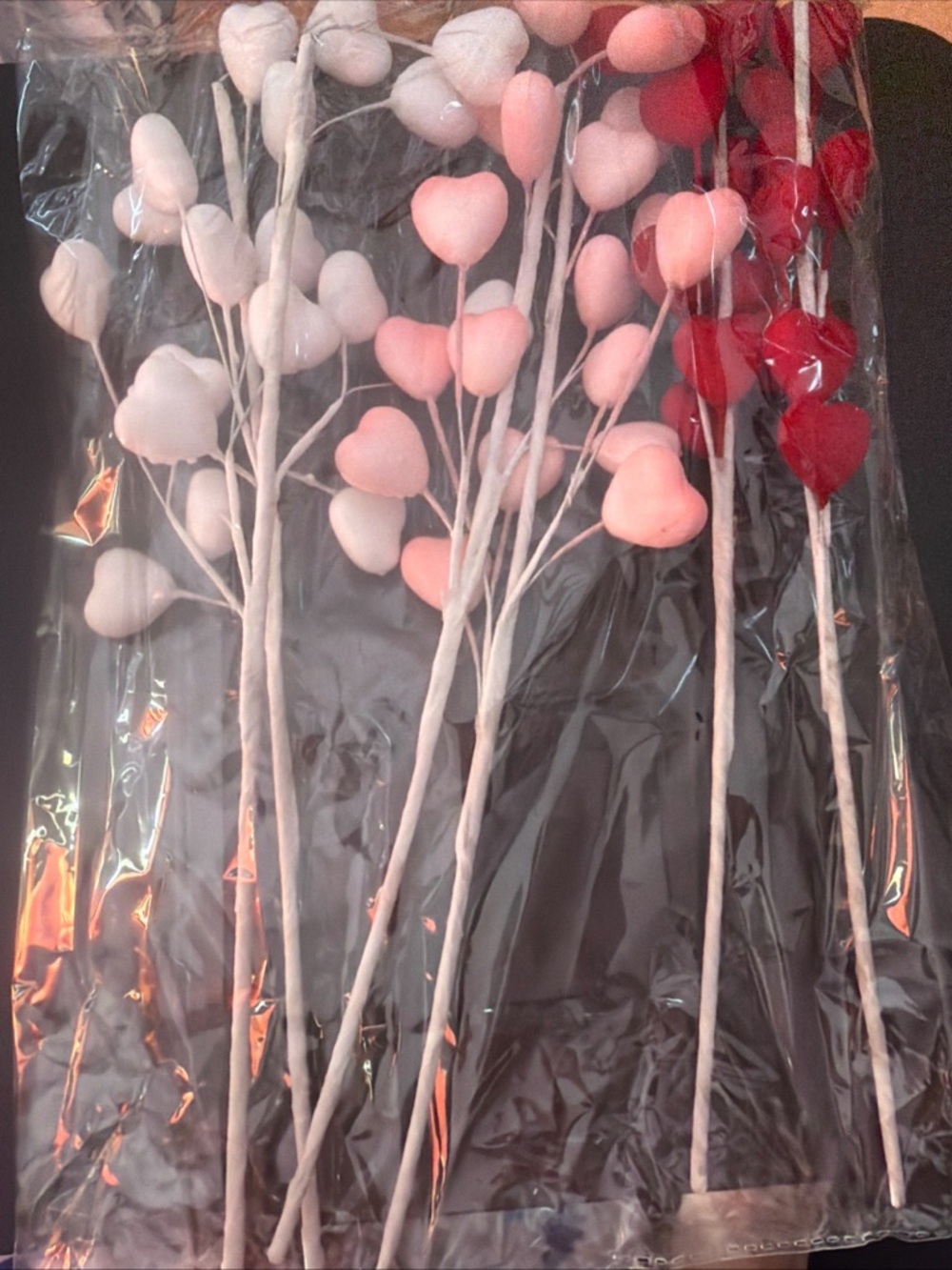 Decorative Heart Stem Picks - Pink, White & Red - Party Floral Accents